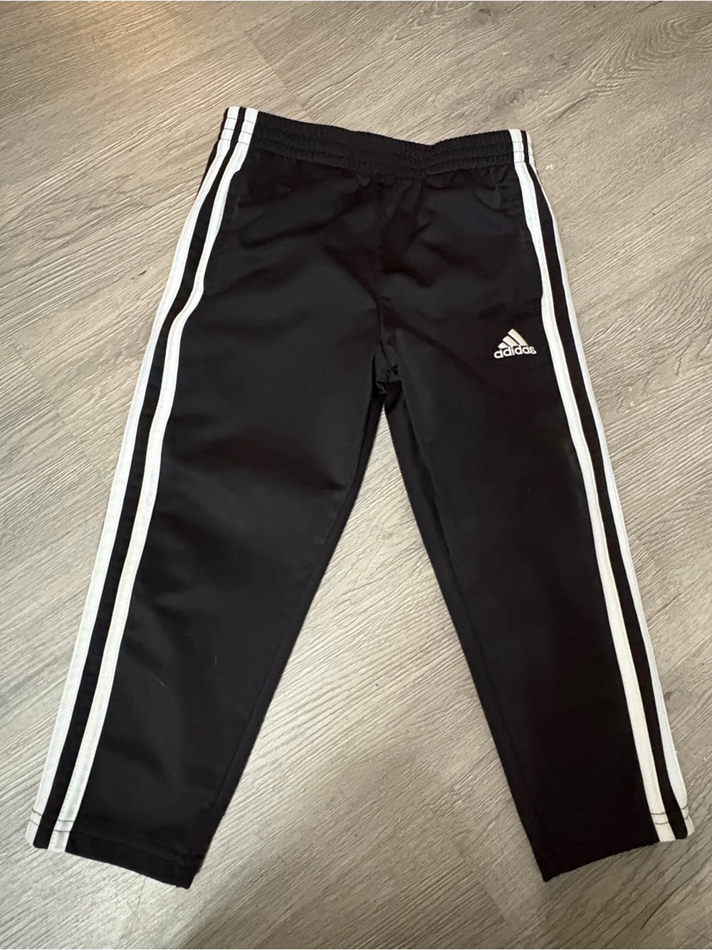 adidas Black Jogger Pants with White Side Stripes - Kids